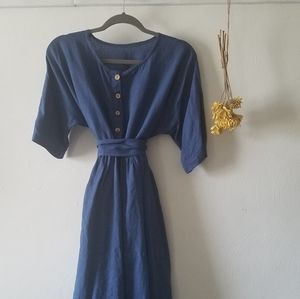LinenbyMN blue linen dress with sash *never worn*